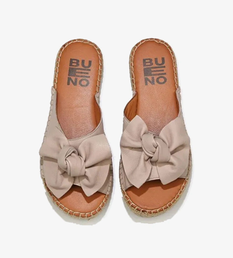 Bueno Shoes Gri Deri Kadın Espadril Terlik 01wl4605 - Görsel 1