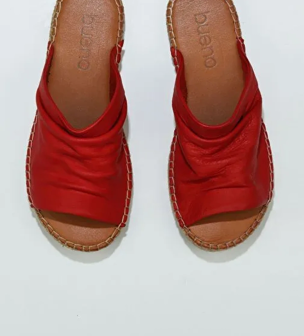 Bueno Shoes Kırmızı Deri Kadın Espadril Terlik 01wl4617 - Görsel 1