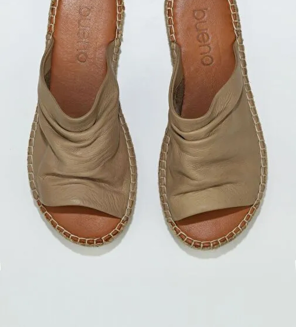 Bueno Shoes Vizon Deri Kadın Espadril Terlik 01wl4617 - Görsel 1
