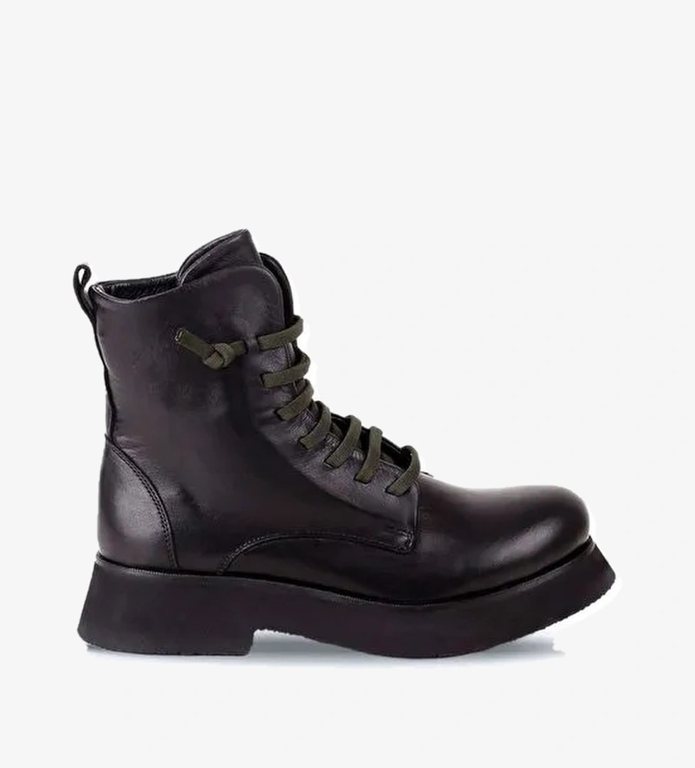 Bueno Shoes Siyah Deri Kadın Dolgu Topuklu Bot 01wr8803 - Görsel 1