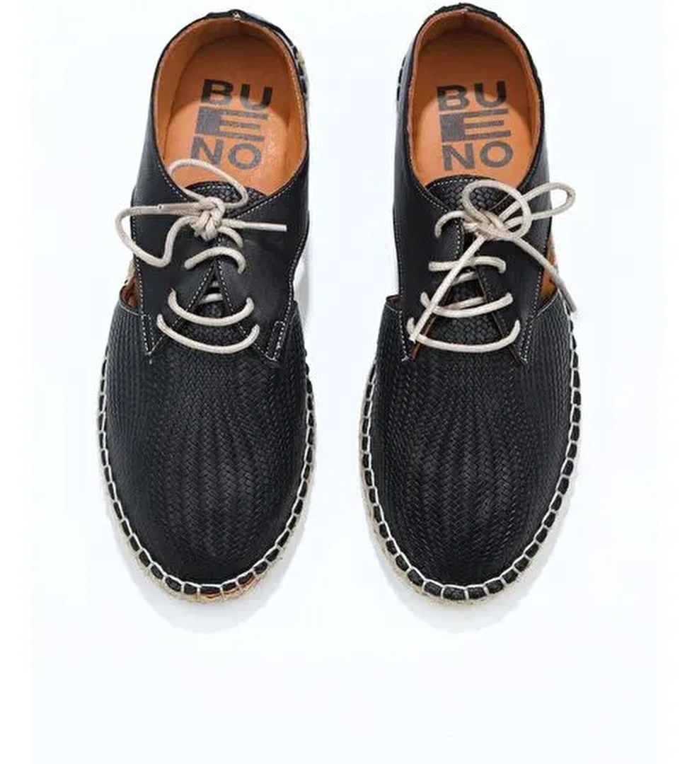 Bueno Shoes Siyah Deri Kadın Espadril Ayakkabı 01wl0451 - Görsel 1