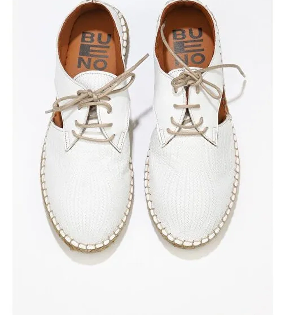 Bueno Shoes Beyaz Deri Kadın Espadril Ayakkabı 01wl0451 - Görsel 1