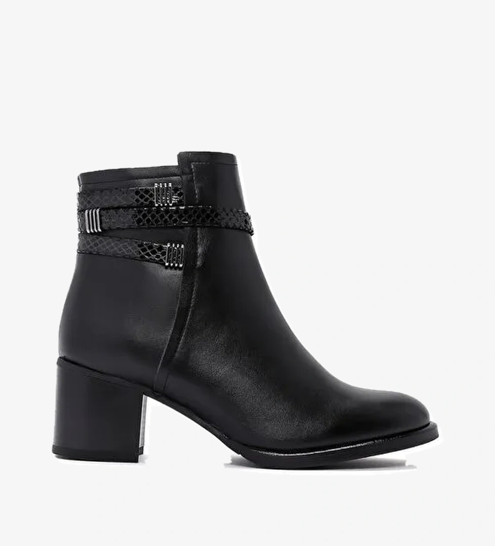 Kadın Siyah Fermuarlı Kalın Topuklu Bot 25WFE250418 - Görsel 1