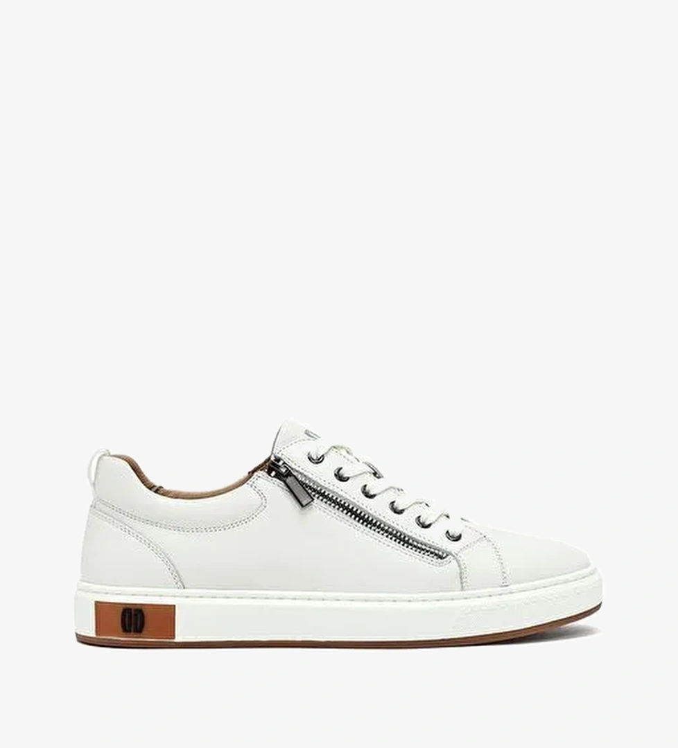 Erkek Beyaz Bağcıklı Deri Sneaker 25WFD697118 - Görsel 1