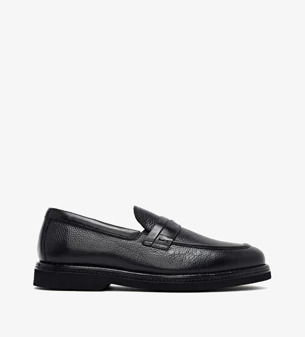 Erkek Siyah Deri Casual Loafer 25WFD7050FT - Görsel 1