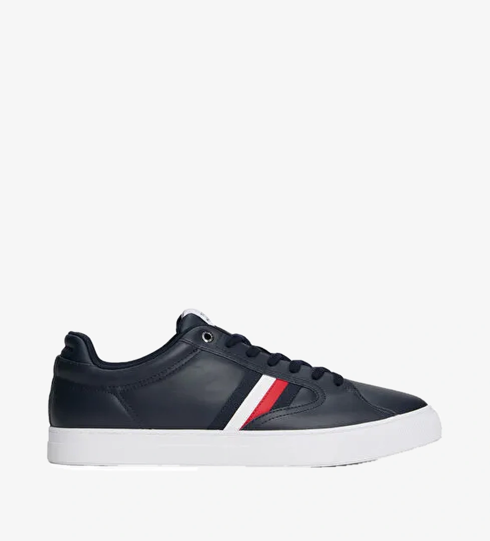 Tommy Hilfiger Lacivert Erkek Deri Sneaker ICON COURT STRIPES