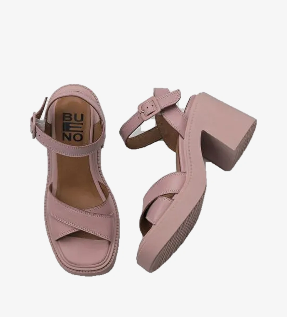 Bueno Shoes Gül Kurusu Deri Kadın Topuklu Sandalet 01wy12704