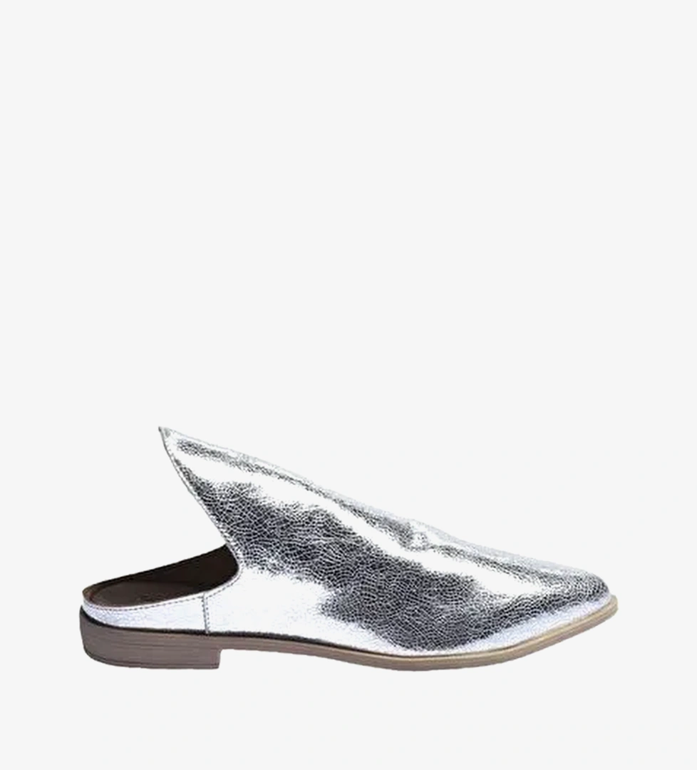 Bueno Shoes Gümüş Deri Kadın Düz Terlik 01wn0139