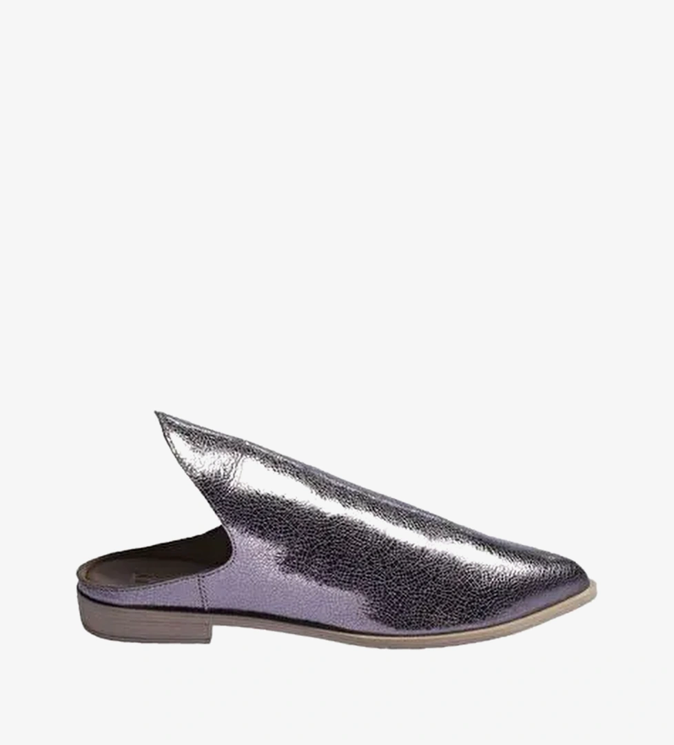 Bueno Shoes Kurşun Deri Kadın Düz Terlik 01wn0139