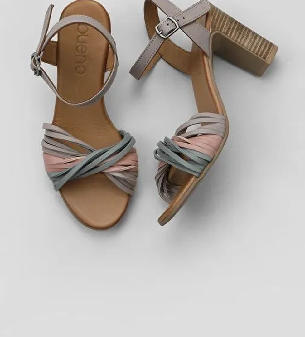 Bueno Shoes Mavi Deri Kadın Topuklu Sandalet 01wn4302 - Görsel 1