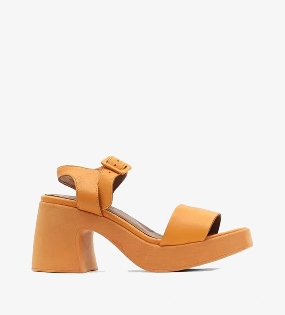 Bueno Shoes Turuncu Deri Kadın Dolgu Topuklu Ayakkabı 01wy12204