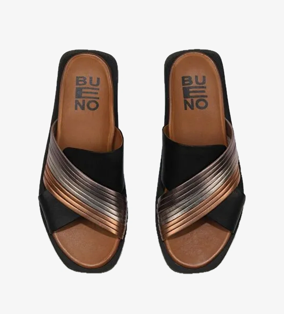 Bueno Shoes Siyah Multi Deri Kadın Düz Terlik 01wu3315