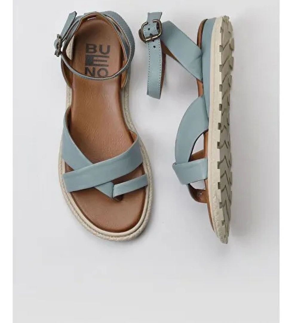 Bueno Shoes Mavi Deri Kadın Parmak Arası Sandalet 01wy5407 - Görsel 1