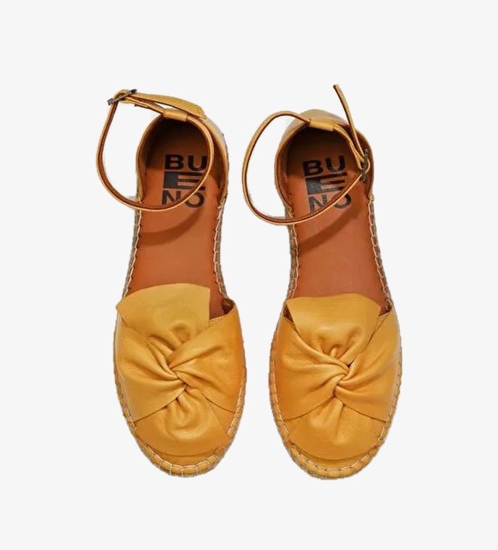 Bueno Shoes Sarı Deri Kadın Espadril Sandalet 01ws1807