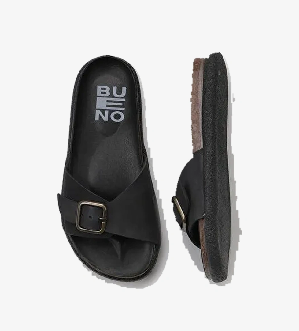 Bueno Shoes Siyah Nubuk Kadın Düz Terlik 01ws11003 - Görsel 1