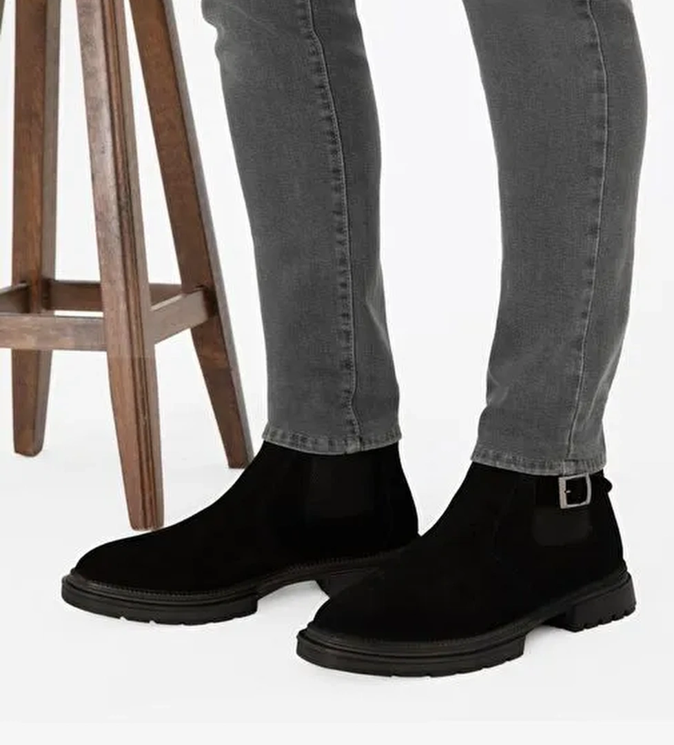 Siyah %100 Süet Deri Bot - Görsel 1