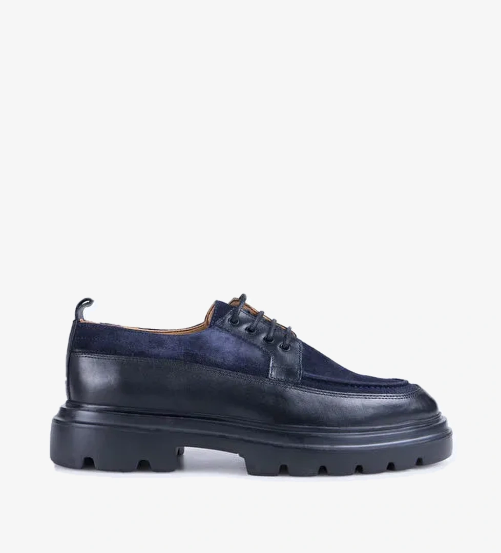 Fabrika Lacivert Erkek Deri Günlük Ayakkabı WOLF-CONTRA