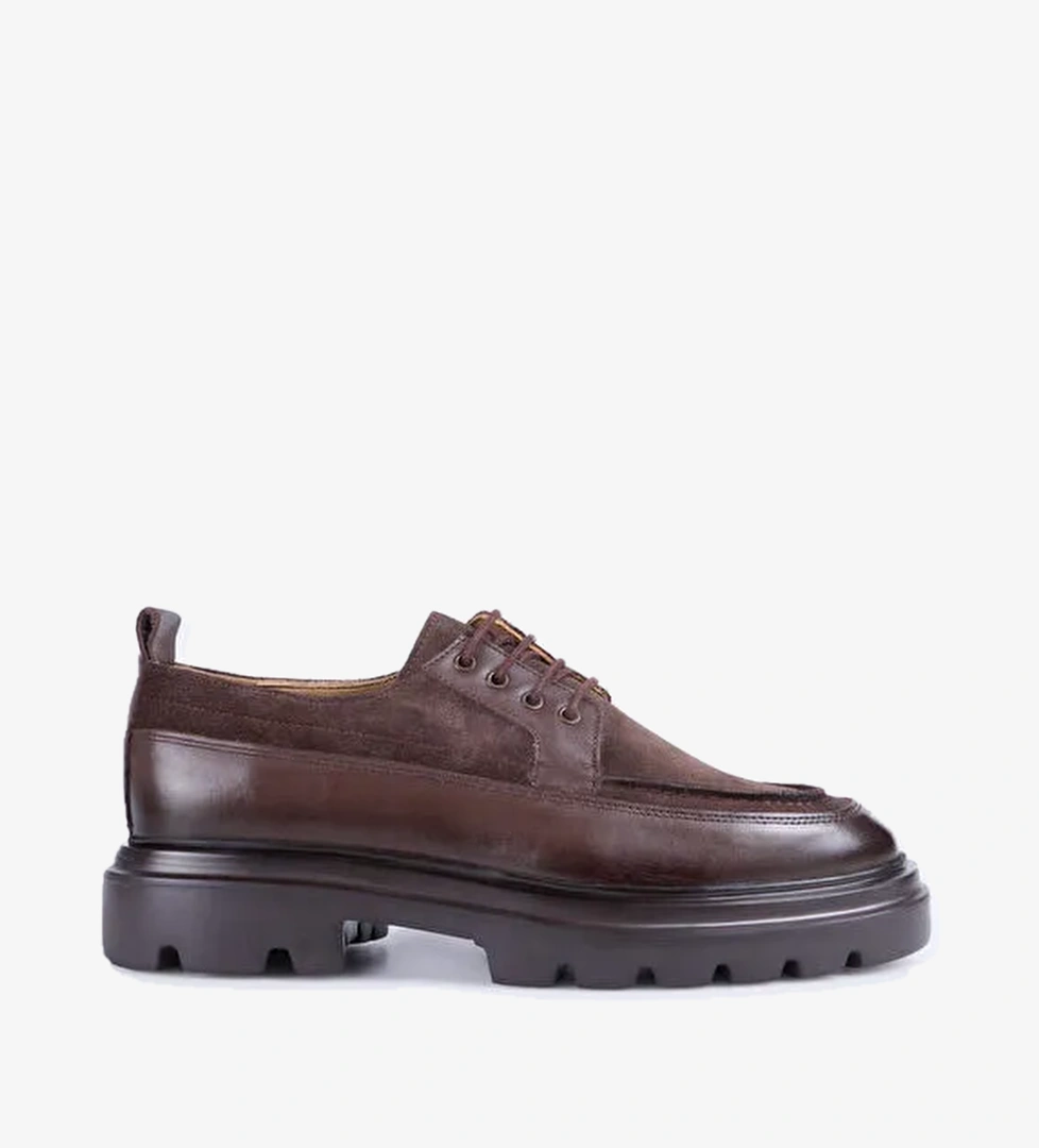 Fabrika Fabrika Kahverengi Lacivert Erkek Deri Günlük Ayakkabı Wolf-contra model görseli