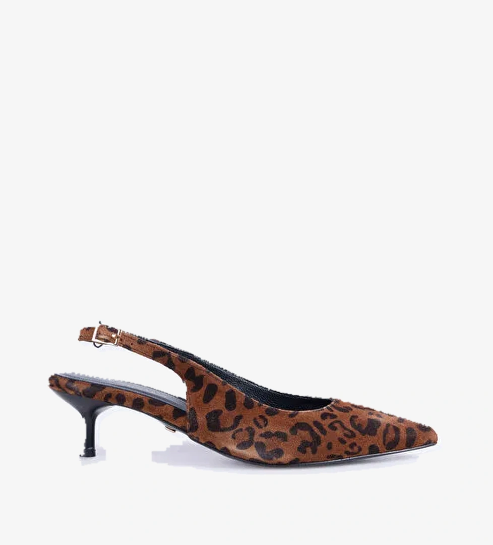 Fabrika Kahverengi Kadın Deri Topuklu Ayakkabı D-KITTEN-ILSA LEOPAR - Görsel 1