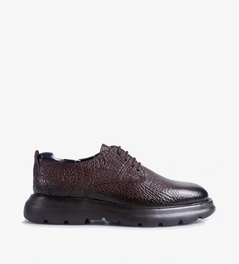 Cotton Bar Kahverengi Erkek Deri Günlük Ayakkabı BRESCAN