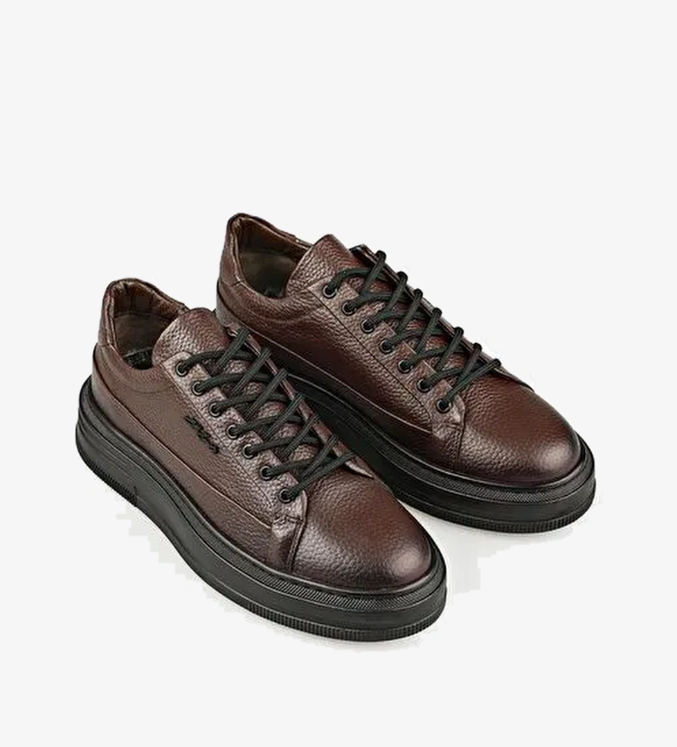 Kahve Deri Erkek Spor Ayakkabı - Görsel 1