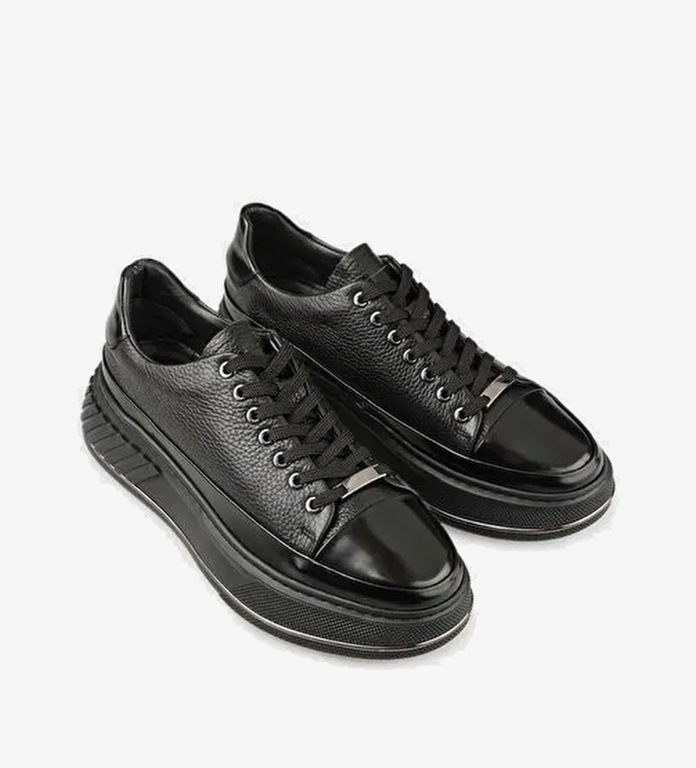 Siyah Deri Erkek Spor Ayakkabı - Görsel 1