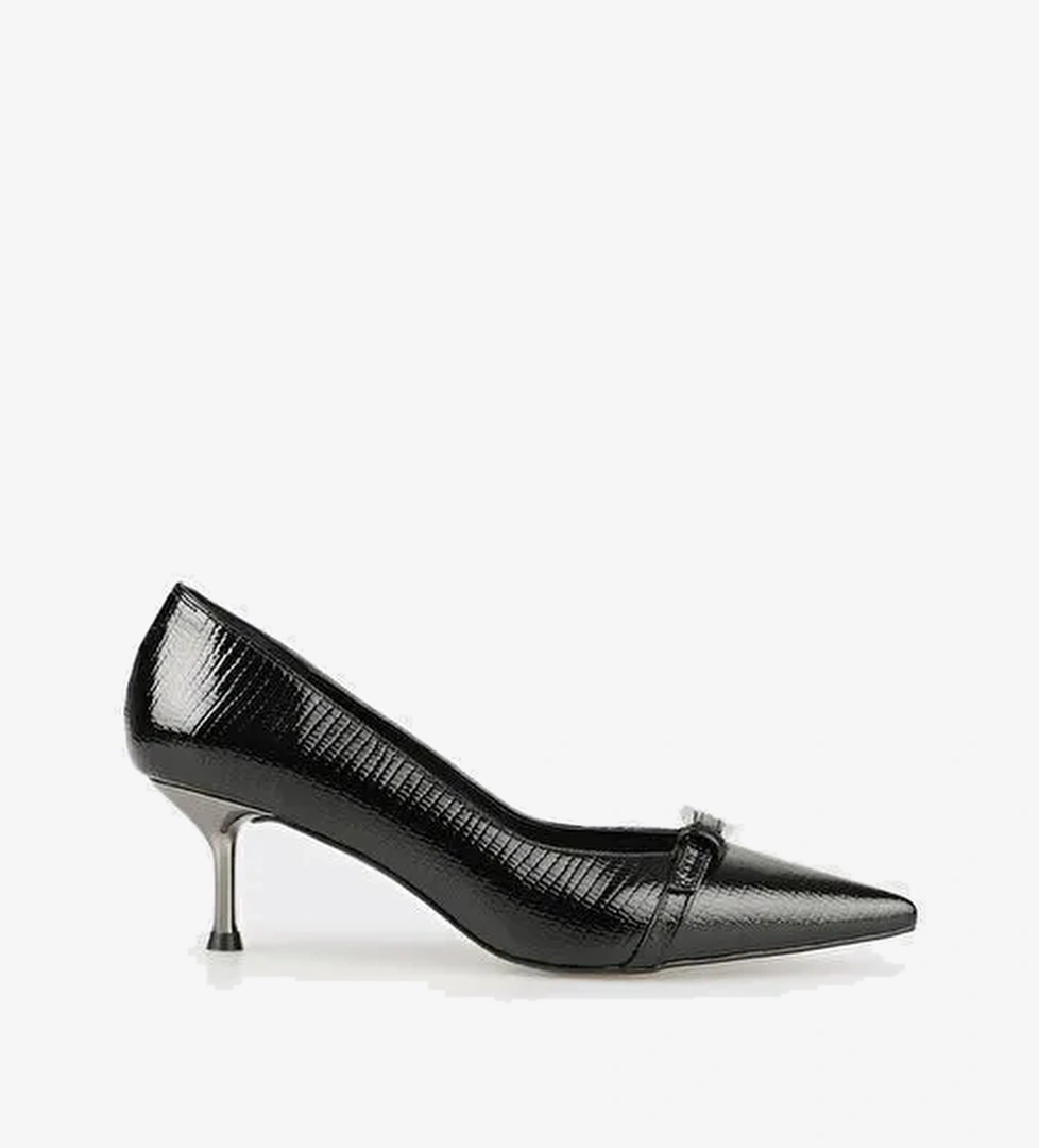 Siyah Kadın Orta Topuk Ayakkabı - Görsel 1