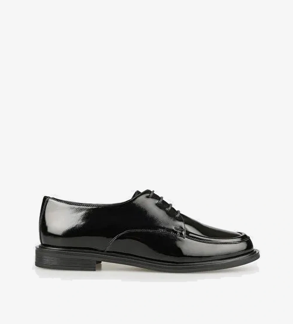 Siyah Deri Kadın Günlük Ayakkabı - Görsel 1