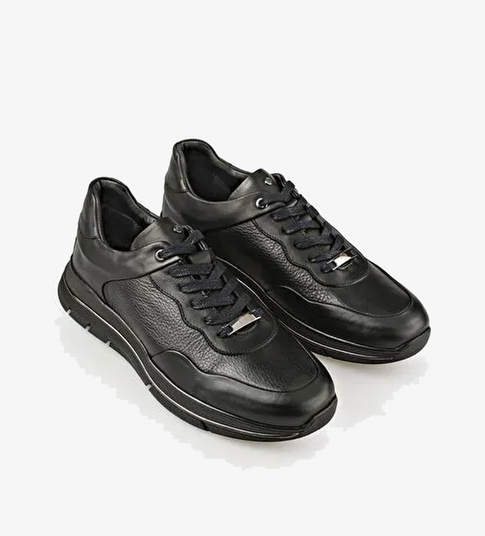 Siyah Deri Erkek Günlük Ayakkabı - Görsel 1
