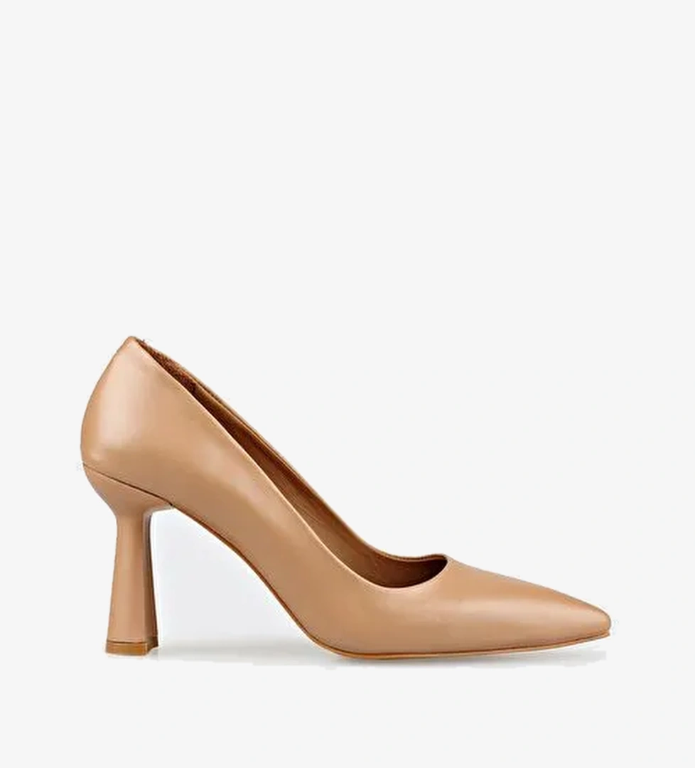 Naturel Deri Kadın Topuklu Ayakkabı - Görsel 1