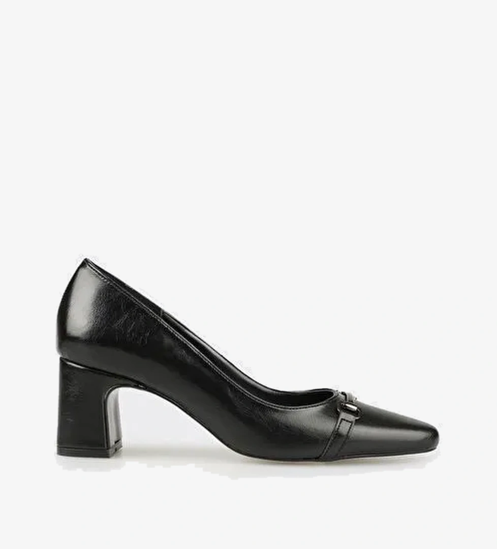 Siyah Kadın Orta Topuk Ayakkabı - Görsel 1