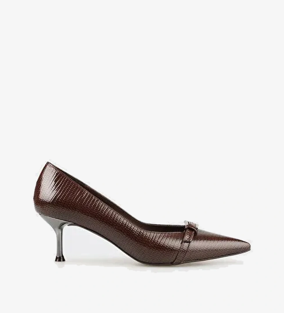 Kahve Kadın Orta Topuk Ayakkabı - Görsel 1