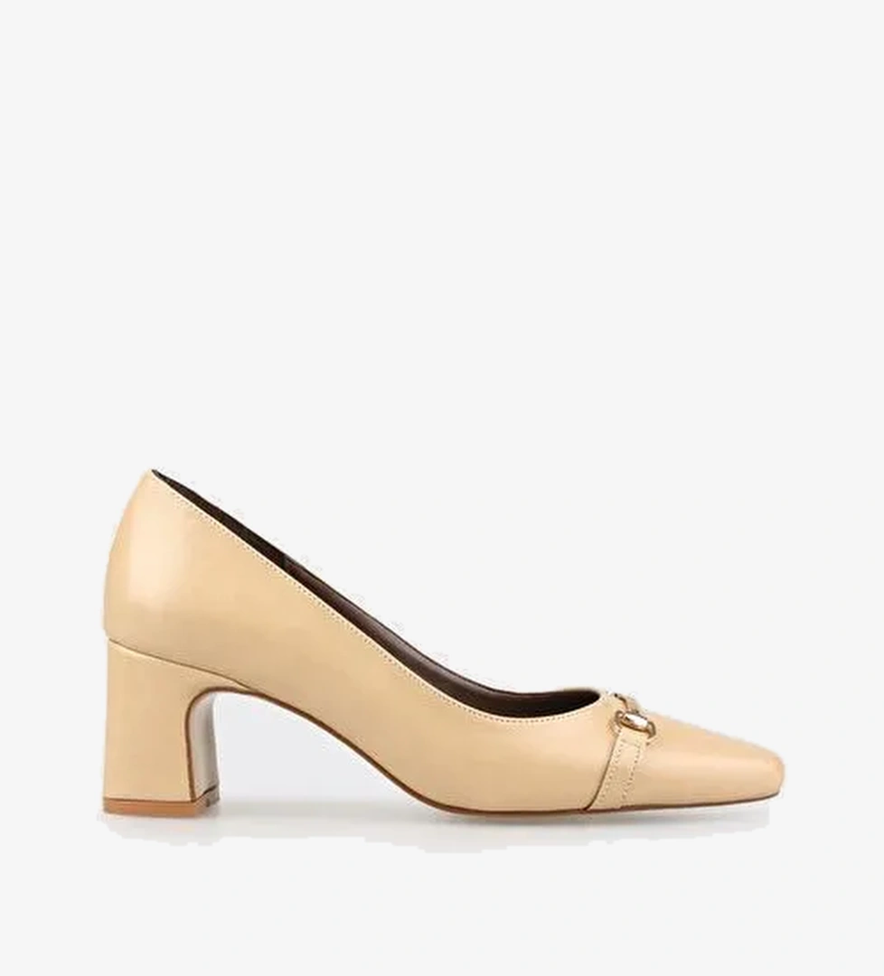 Bej Kadın Orta Topuk Ayakkabı - Görsel 1