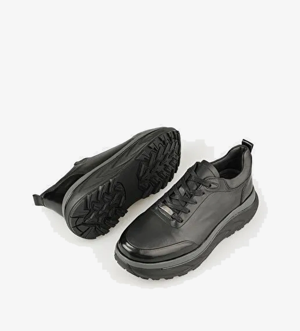 Siyah Deri Erkek Spor Ayakkabı - Görsel 1