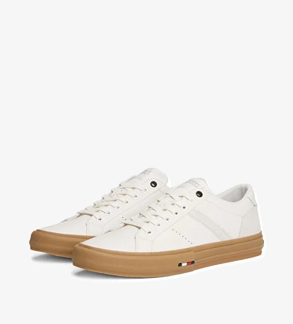 Tommy Hilfiger Ekru Erkek Deri Sneaker TH HI VULC LTH STREET