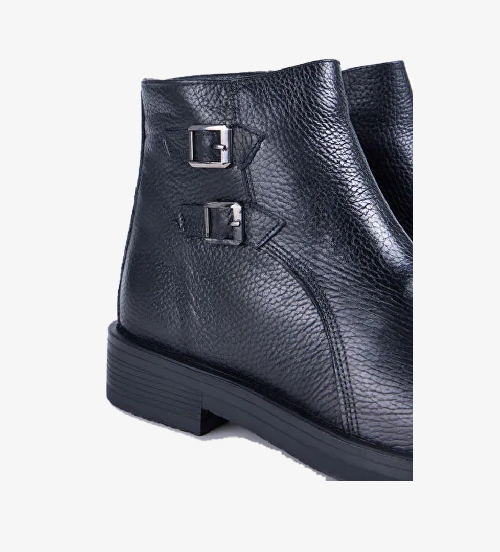 Fabrika Siyah Erkek Deri Bot HUGO-EGART