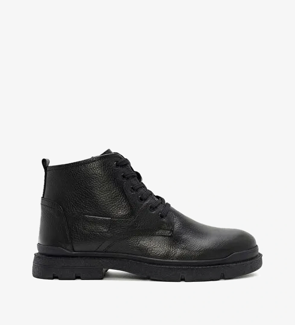 Erkek Siyah Fermuarlı Deri Casual Bot 25WFD6806FT - Görsel 1