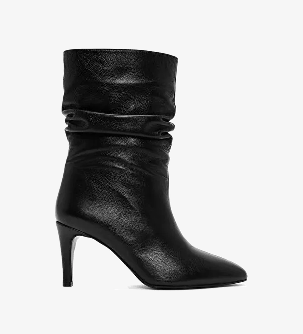Kadın Siyah Topuklu Deri Bot 25AFD160318 - Görsel 1