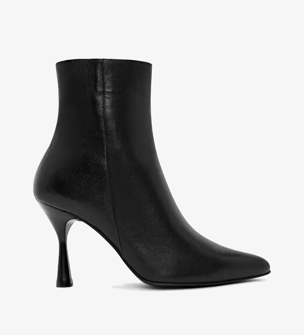 Kadın Siyah Fermuarlı İnce Topuklu Deri Bot 25WFD131218 - Görsel 1