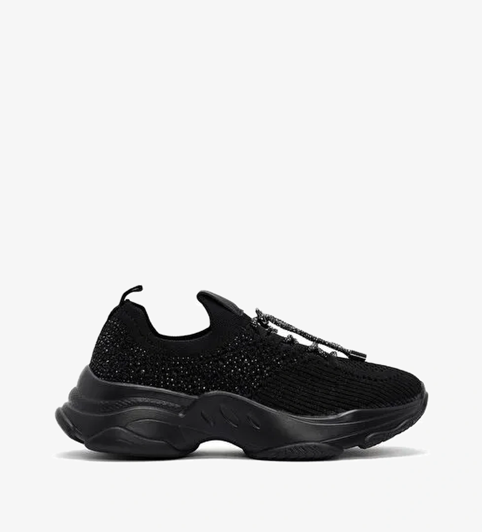 Derimod Zero Kadın Siyah Bağcıklı Taş Detaylı Kumaş Sneaker 25AFD43026F - Görsel 1