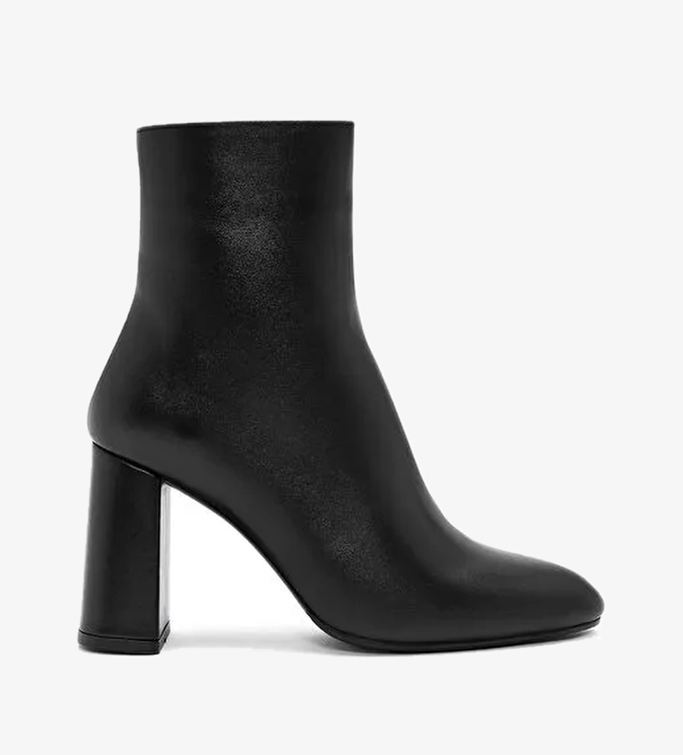 Kadın Siyah Fermuarlı Kalın Yüksek Topuklu Deri Bot 25WFD131418 - Görsel 1