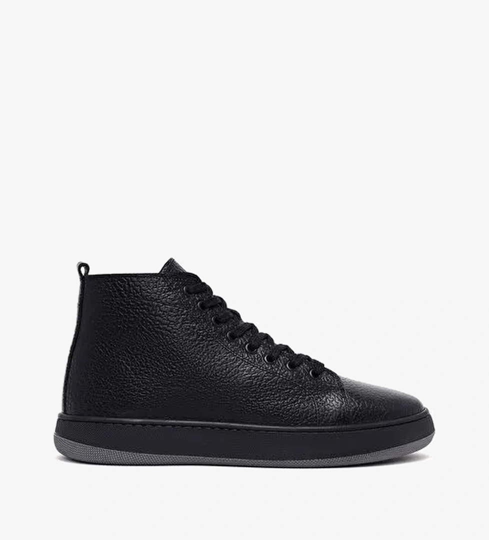 Erkek Siyah Bağcıklı Fermuarlı Deri Spor Bot 25WFD6609FT - Görsel 1