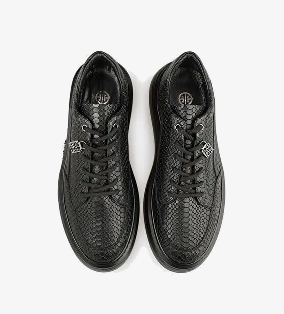 Siyah Deri Erkek Spor Ayakkabı - Görsel 1