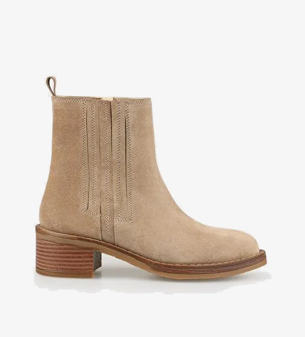 Vizon Deri Kadın Topuklu Bot - Görsel 1