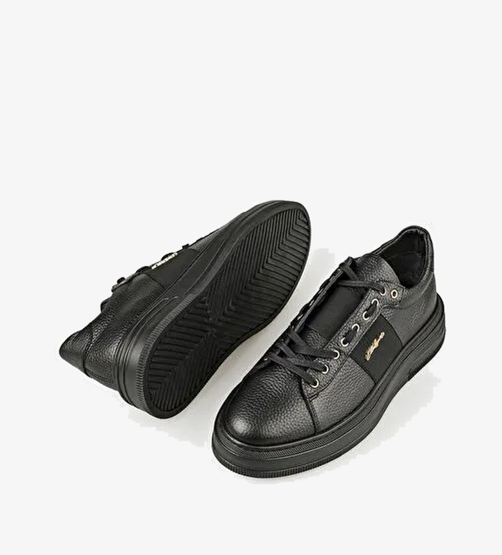 Siyah Deri Erkek Spor Ayakkabı - Görsel 1