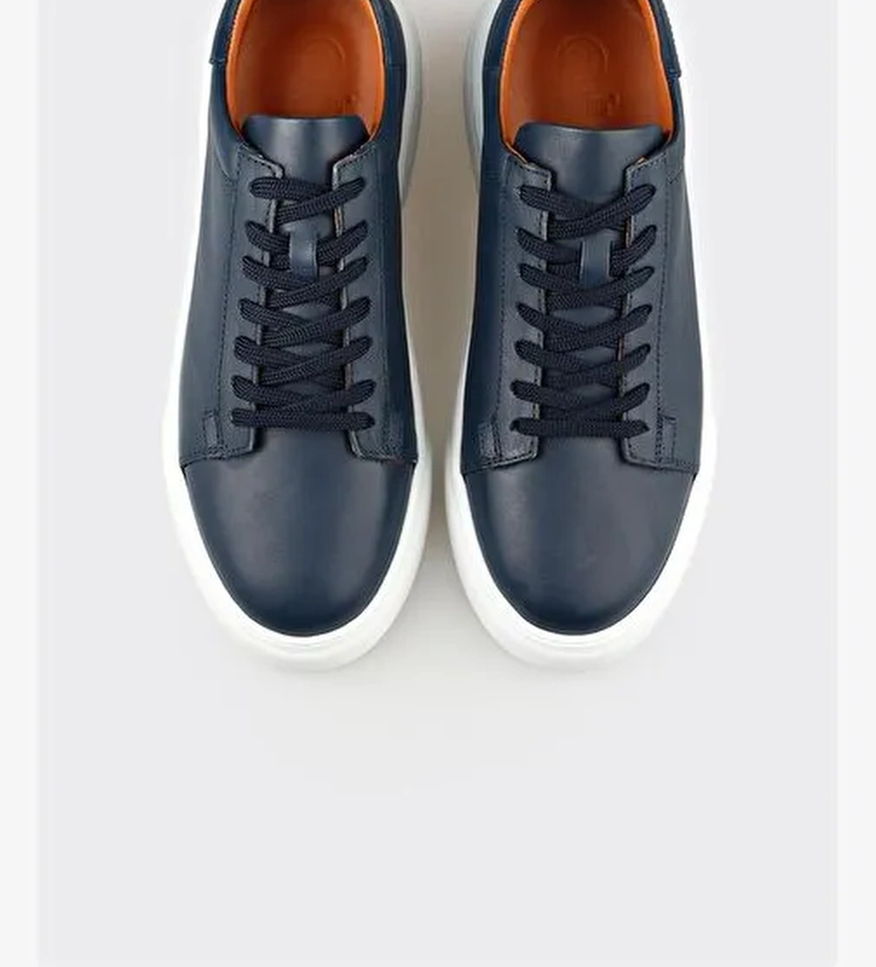 Lacivert Deri Erkek Günlük Ayakkabı - Görsel 1