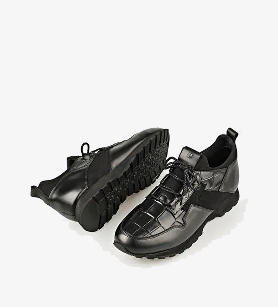 Siyah Deri Erkek Günlük Ayakkabı - Görsel 1
