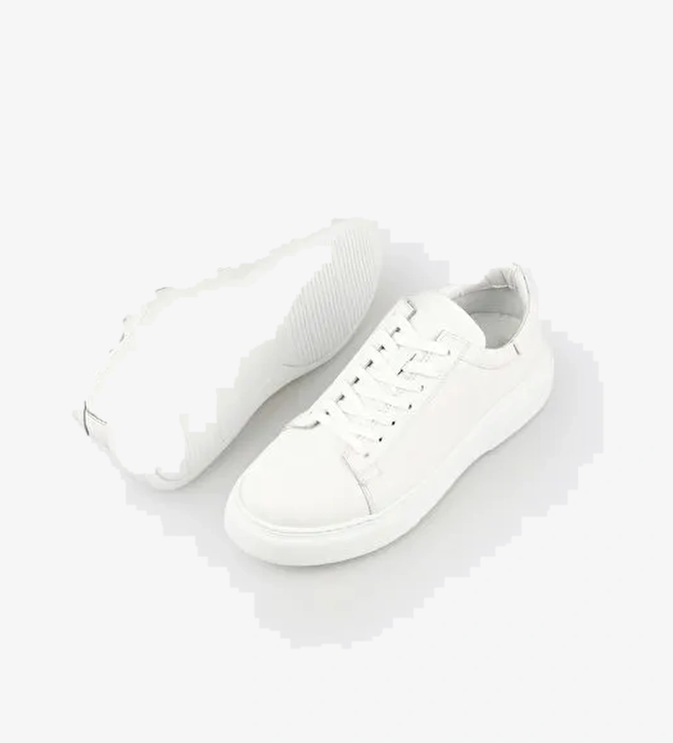 Beyaz Deri Erkek Günlük Ayakkabı - Görsel 1