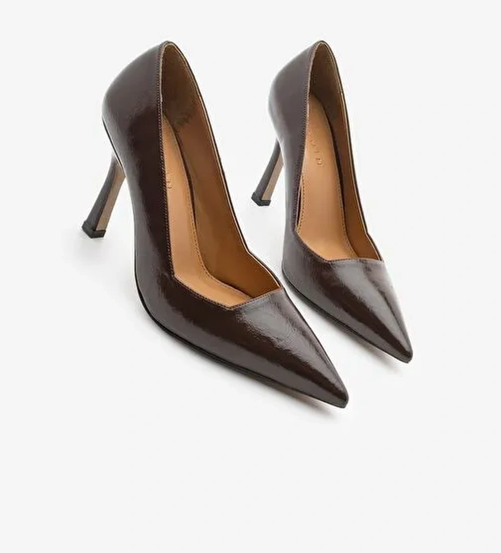 Kadın Stiletto Sivri Burun Klasik Topuklu Ayakkabı Zarte Kahve - Görsel 1