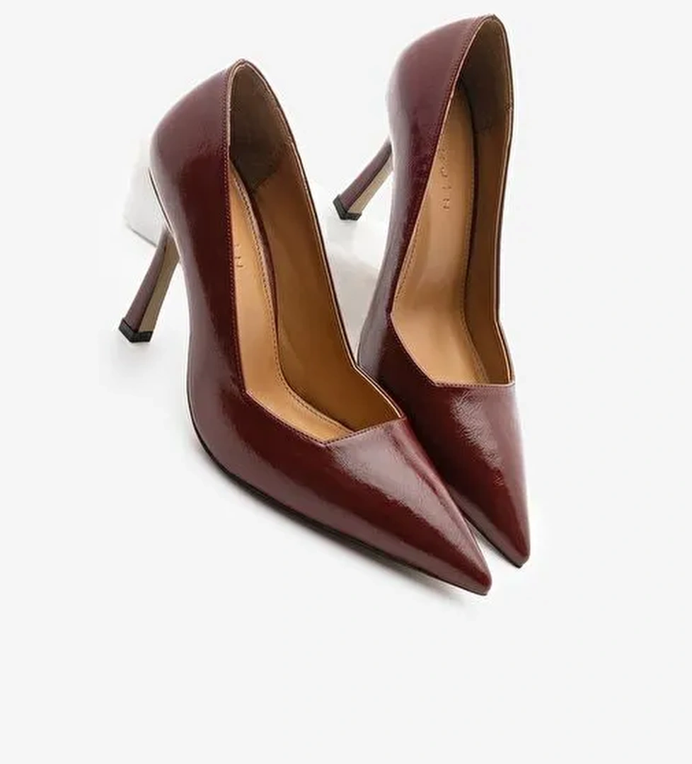 Kadın Stiletto Sivri Burun Klasik Topuklu Ayakkabı Zarte Bordo - Görsel 1